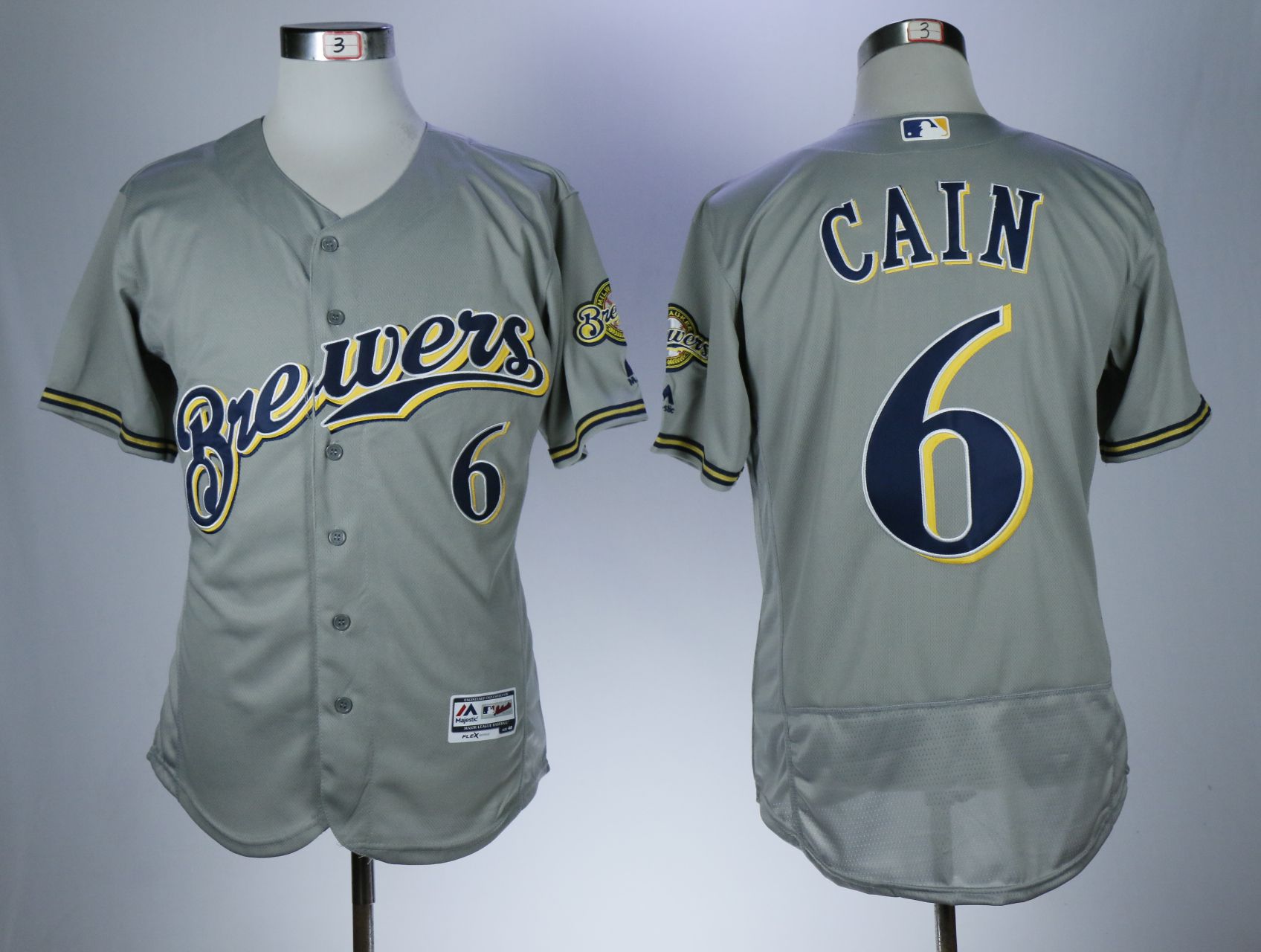 Men Milwaukee Brewers #6 Cain Grey Elite MLB Jerseys